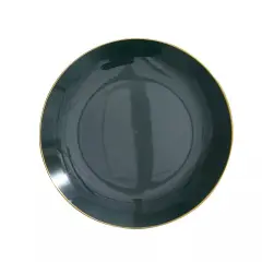 HUNTER GREEN 10 Glossy 10" Round Plastic Salad PLATES Gold Rim