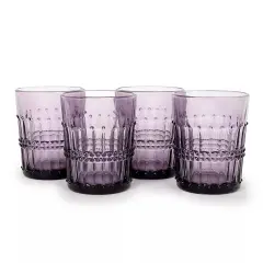 American Atelier Vintage Old Fashion Whiskey Glasses, Set of 4 -Purple