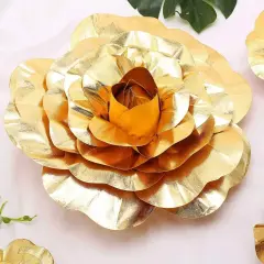 8 pcs 16" Gold Artificial Large Roses Flowers Wall Backdrop