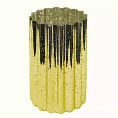 GOLD 9" Wavy Design Mercury GLASS Hurricane CANDLE HOLDER