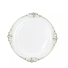 10 CLEAR GOLD 10" Round Plastic Salad Dinner PLATES