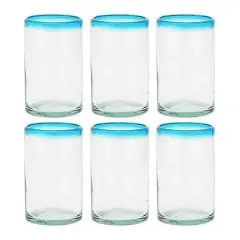 Amici Home Aqua Rim Hiball Glass | Set of 6 | 16 Ounce