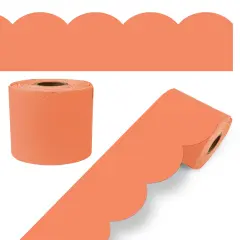 Carson Dellosa 65Ft of Orange Bulletin Board Borders, 1 Roll of Scalloped Trim for Rolling Whiteboard, Cork and Posterboard, Party, Halloween, Office Decorations, and Classroom Decor