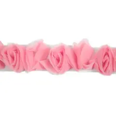 10 yards of Organza Roses on Net Trim | 10 yard cut Light Pink