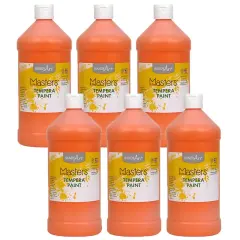 Little Masters&reg; Tempera Paint, Orange, 32 oz., Pack of 6