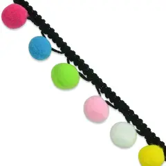 10 yards of Lorelli Pompom Fringe Trim 3/4" | 10 yard cut Black Multi