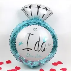 I DO Diamond Ring Type Foil Balloons Blue