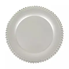 24 Silver 12" Round Beaded Rim Charger Plates