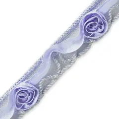10 yards of Ribbon Rosette w / Small Rosebud Trim | 10 yard cut Lavender