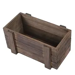 2 DARK BROWN 10x5" Wood Rectangular Boxes Planter Holders
