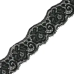 10 Yards of Samantha 1 1/2"Stretch Raschel Lace Trim | 10 yard cut Black