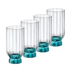 Bormioli Rocco Florian DOF Glasses, 12.6 oz. Blue, Set of 4