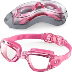 Swim Goggles, Swimming Goggles No Leaking Full Protection Adult Men Women Youth Rose Red