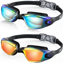 Swim Goggles, 2 Pack Swimming Goggles No Leaking Adult Men Women Youth AquaLight Orange