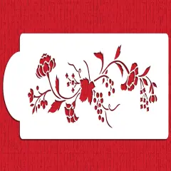 Roses and Berries Cake Stencil Side | C529 by Designer Stencils | Cake Decorating Tools | Baking Stencils for Royal Icing, Airbrush, Dusting Powder | Reusable Plastic Food Grade Stencil for Cakes | Easy to Use & Clean Cake Stencil
