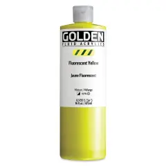 Golden Fluid Acrylic - Fluorescent Yellow, 16 oz Bottle
