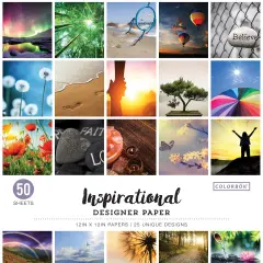 Colorbok 68lb Designer Single-Sided Paper 12"X12" 50/Pkg-Inspirational, 25 Designs/2 Each