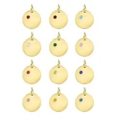 18k PVD Coated CZ Birthstone Polished Stainless Steel Round Pendant August/Peridot