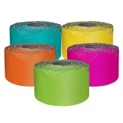 Carson Dellosa 5 Rolls of 325 Ft Scalloped Bulletin Board Borders, Orange, Yellow, Lime Green, Hot Pink, Teal Classroom Borders for Bulletin Board & Classroom D&eacute;cor, 65 Ft Per Bulletin Board Trim Roll