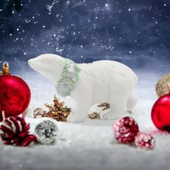 Ceramic Christmas Decor Polar Bear Ornament, Home D&eacute;cor, Gift for Her, Mom, Him, Dad, Christmas tree D&eacute;cor, Wall Decor