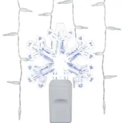 70 Cool White Snowflake LED Icicle Light Set with White Wire
