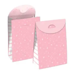 Big Dot of Happiness Pink Confetti Stars - Simple Gift Favor Bags - Party Goodie Boxes - Set of 12