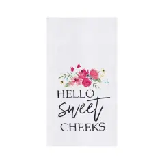 Valentine's Day "Hello Sweet Cheeks" Embroidered Flour Sack Kitchen Dishtowel