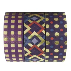 Wrapables Washi Masking Tape (Set of 3) Purple Party