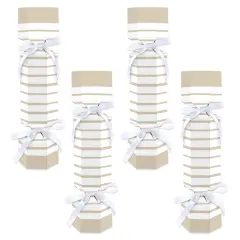 Big Dot of Happiness Tan Stripes - No Snap Simple Party Table Favors - DIY Cracker Boxes - Set of 12