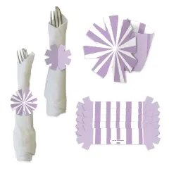 Big Dot of Happiness Purple Stripes - Simple Party Paper Napkin Holder - Napkin Rings - Set of 24