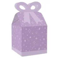 Big Dot of Happiness Purple Confetti Stars - Square Favor Gift Boxes - Simple Party Bow Boxes - Set of 12