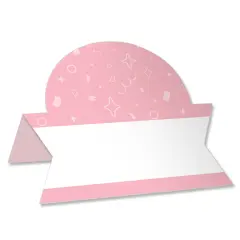 Big Dot of Happiness Pink Confetti Stars - Simple Party Decorations Tent Buffet Card - Table Setting Name Place Cards - Set of 24
