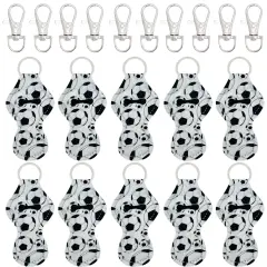 Wrapables 10 Pack Chapstick Holder Keychain with 10 Pieces Metal Clasps Soccer