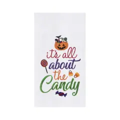 All About The Candy Halloween Cotton Embroidered Flour Sack Kitchen Dishtowel