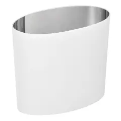 mDesign Metal Oval Small 1.8 Gallon Trash Can for Bathroom