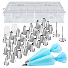42 pcs Piping Bags and Tips Set, Cake Decorating Supplies Kits for Baking with 36 Numbered Frosting Icing Tips, 2 Reusable Pastry Bags, Easy Carry Storage Box and Other Baking Tools
