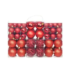 100 Piece of Red Christmas Ball Set