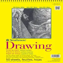 300 Series Drawing Paper Pad, Top Wire Bound, 9x12 inches, 50 Sheets (70lb/114g) - Artist Paper for Adults and Students - Charcoal, Colored Pencil, Ink, Pastel, Marker