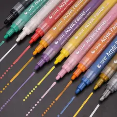 12 Colors, Acrylic Paint Pens, Medium Tip, Water Based, Permanent & Waterproof Ink, Works on Rock, Wood, Glass, Metal, Ceramic, Marker Pens for DIY Craft Making Supplies