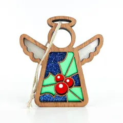 3.5" (H) Holly Ornament - Handcrafted in Texas - Mother's Angels&reg; Christmas Angel Wings Figurine