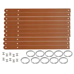 1/2" Blank Leather Keychains Kit - 10 Pre-Cut Blank Keyrings for Stamping & Engraving Russet