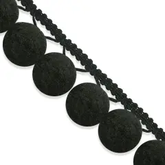 10 yards of Susana Lovely PomPom Fringe Trim 1 1/4" | 10 yard cut Black