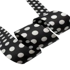 Black and White Polka Dot 1.5&rdquo; Seatbelt Webbing