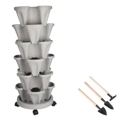 Kitcheniva Vertical Stackable Planters Pot With 360&deg; Wheels And Tools