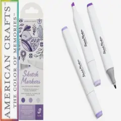 American Crafts - Sketch Markers Collection - Dual Tip - Chisel and Fine Point - VioletLance 3 Pack 34007536