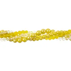 Crystal Lane DIY Yellow Sunlight Twisted Glass & Pearls Beads, 5 Strands
