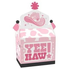Big Dot of Happiness Rodeo Cowgirl - Treat Box Party Favors - Pink Western Party Goodie Gable Boxes - Set of 12