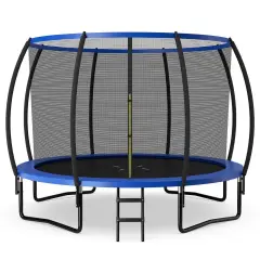 12FT ASTM Approved Recreational Trampoline with Ladder Blue