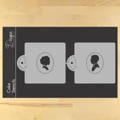 Bride and Groom Portrait Cake and Cookie Stencil Set | C990 By Designer Stencils | Cake Decorating Tools |