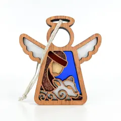 3.5" (H) Christmas Nativity Shepherd With Sheep Ornament - Handcrafted in Texas - Mother's Angels&reg; Christmas Angel Wings Figurine